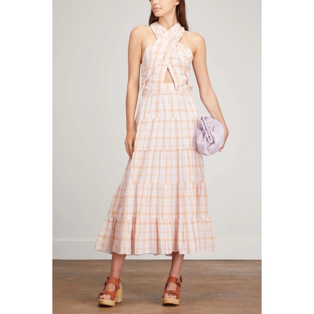 Ulla Johnson Noelle Dress Midi Sundress Fit & Flare Criss Cross Tie Waist Size 8